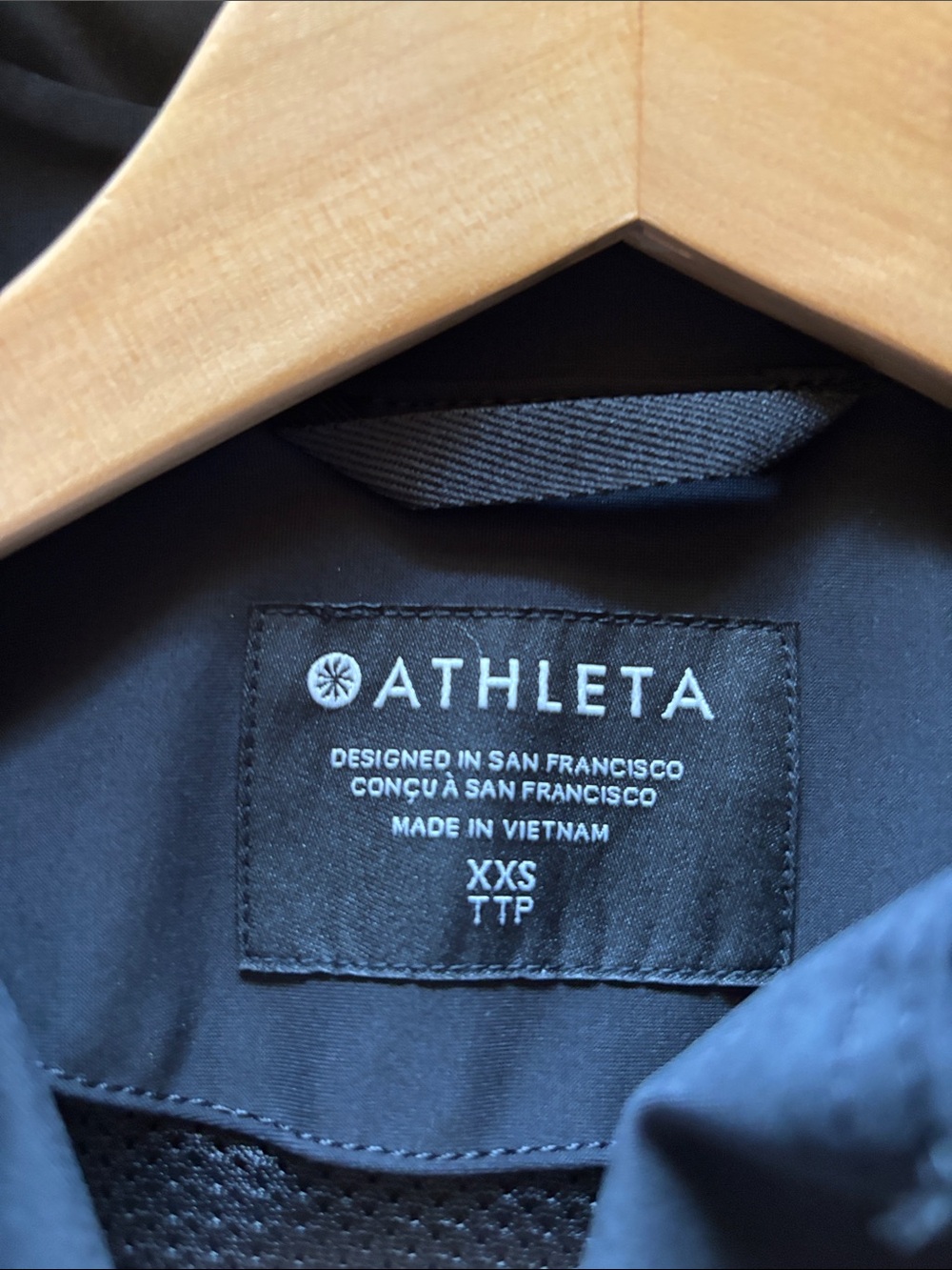 Athleta Black Trench Coat with Attached Belt - Picture 3 of 7